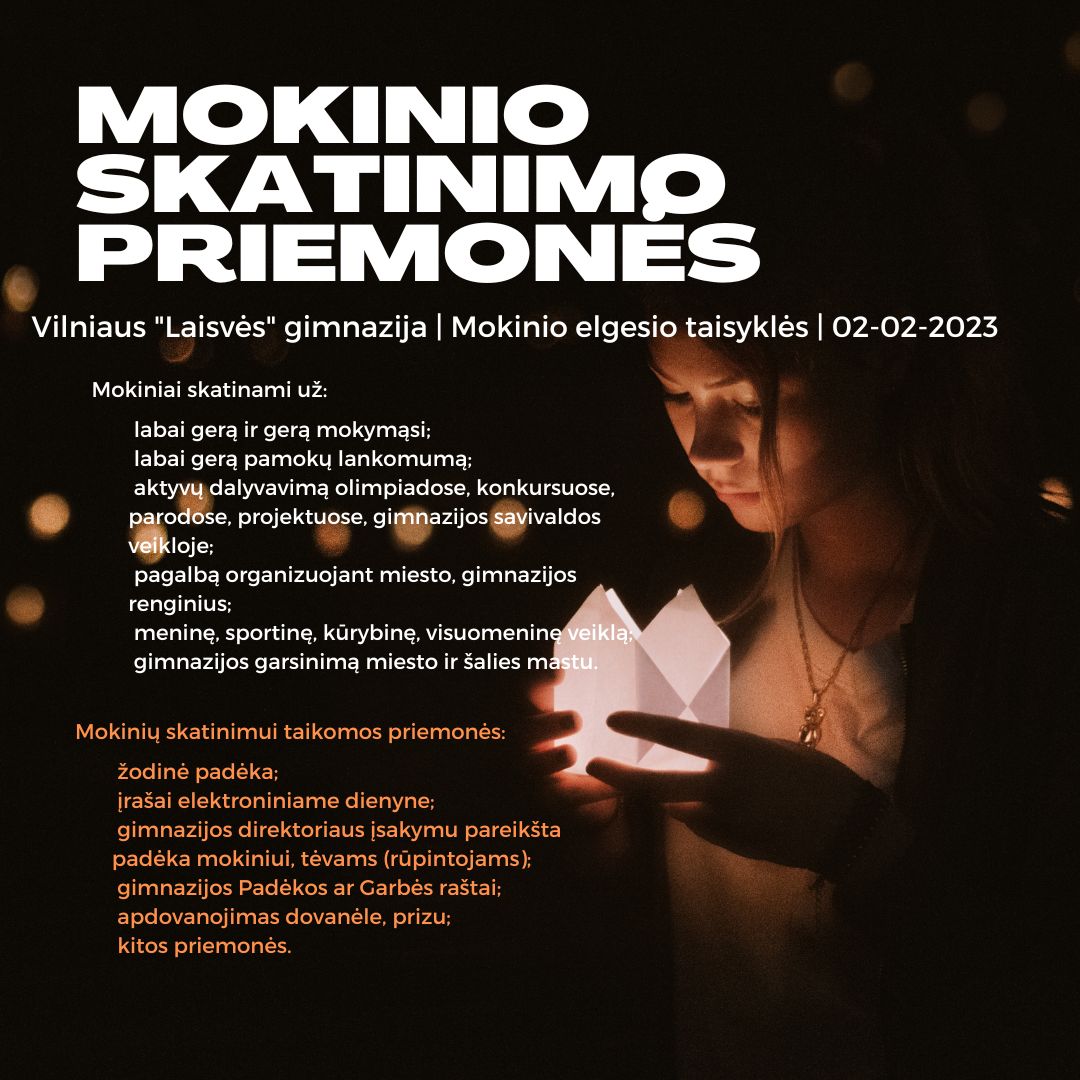 mokinio skatinimo priemones